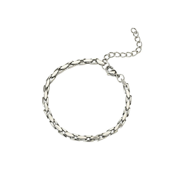 Polished Stainless Steel Snake Chain Bracelet With Geometric Minimalist Design For Unisex Jewelry