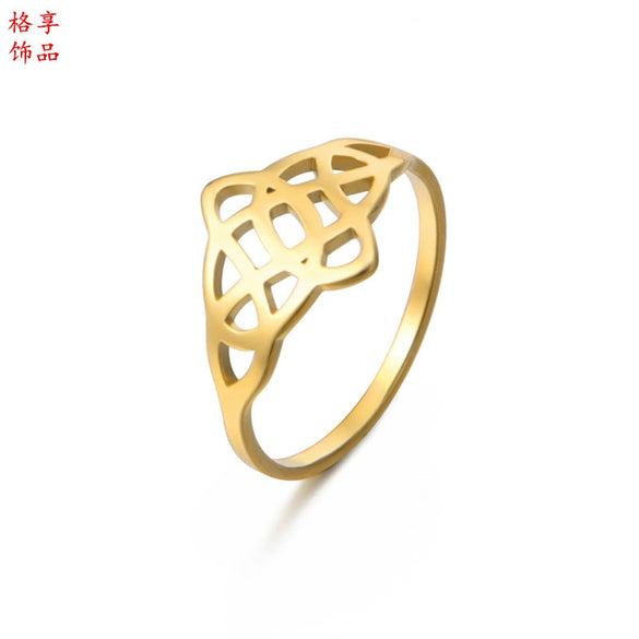 Polished Titanium Steel Bow Knot Ring With Leaf Shape Natural Style Jewelry For Women And Unisex Wear
