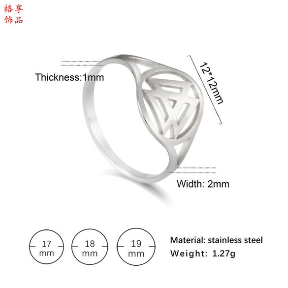 Polished Titanium Steel Geometric Heart Motif Ring For Women And Men Cartoon Style Jewelry