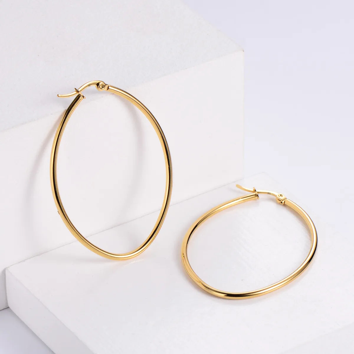 Simple Style Heart Plating Stainless Steel No Inlaid 18K Gold Plated Earrings