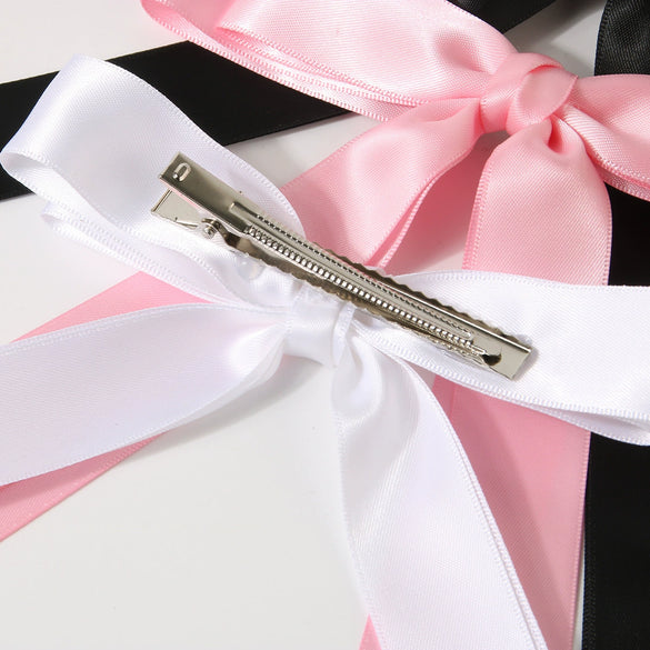 Polyester Cloth Doublelayer Bow Ribbon Duckbill Clip Handmade Women's Sweet Hair Accessory