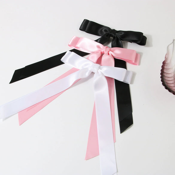 Polyester Cloth Doublelayer Bow Ribbon Duckbill Clip Handmade Women's Sweet Hair Accessory