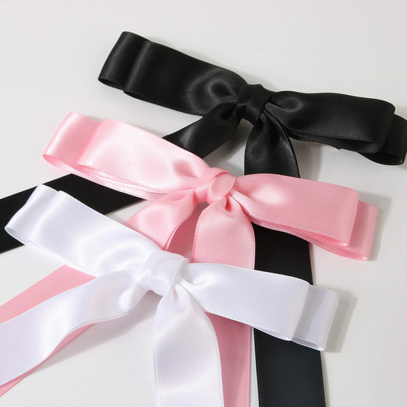 Polyester Cloth Doublelayer Bow Ribbon Duckbill Clip Handmade Women's Sweet Hair Accessory