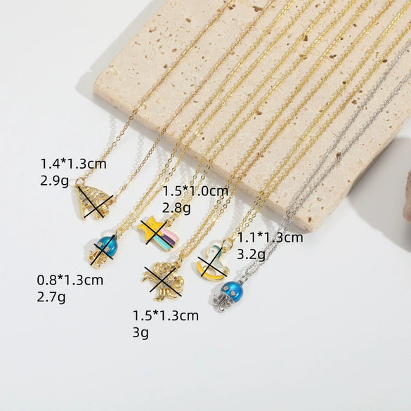 Pony Shape Pendant Necklace For Women Copper Mixed Gemstone Setting Geometric Design Electroplating