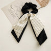 Ponytail Ribbon Large Intestine Hair Band Female Bow Handmade Fabric Black Dotted Headdress