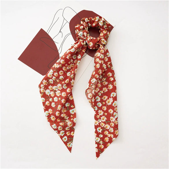 Ponytail Ribbon Scrunchie Hair Accessory Cloth High Elasticity Seiko For Women Floral