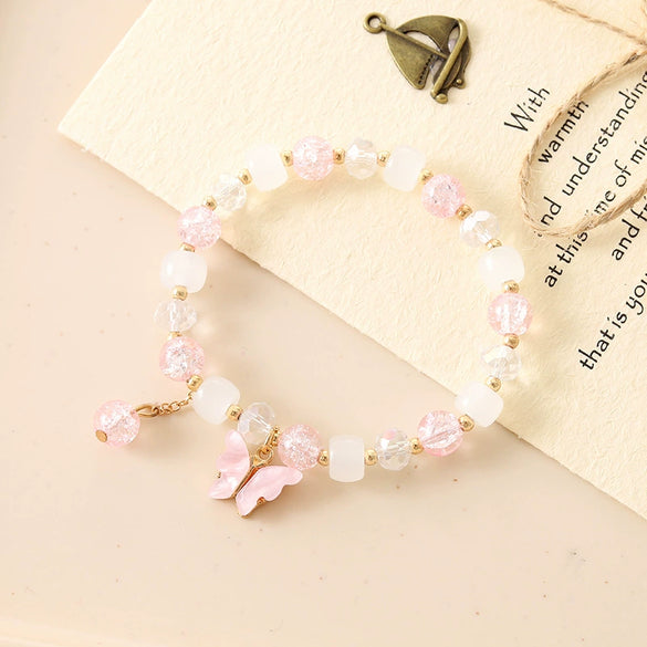 Popcorn Crack Beads Glass Glaze Handmade Geometry Insects Style Crystal Bracelet For Couple And Women