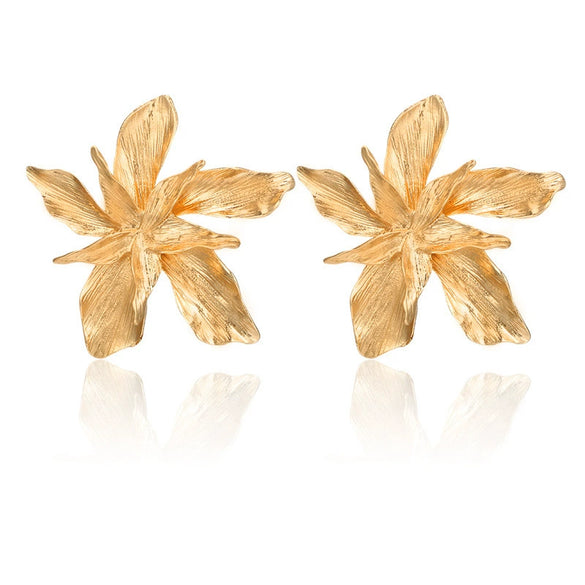 Popular Alloy Flower Earrings With Dripping Oil Processing Technology