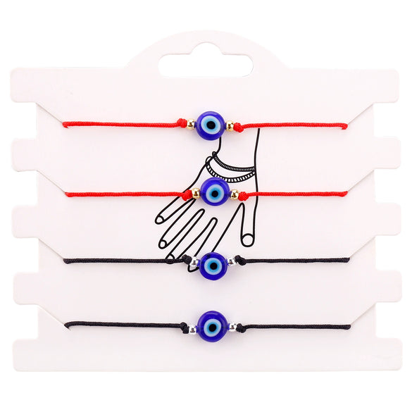 Popular Braided Red And Black Rope Bracelet With Evil Eye Geometric Shape Liuli Material Hand Knitted For Women And Unisex