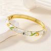 Popular Cloisonné Bracelet Painted With Colored Lotus Double Layer Cut Out Electroplated Jewelry