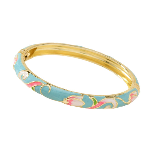 Popular Cloisonné Bracelet Painted With Colored Lotus Double Layer Cut Out Electroplated Jewelry
