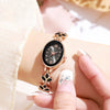 Popular Clover Women's Fashion Quartz Watch With Alloy Case Imitation Leather Strap And Organic Glass Mirror In Barrel Shape