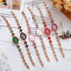 Popular Clover Women's Fashion Quartz Watch With Alloy Case Imitation Leather Strap And Organic Glass Mirror In Barrel Shape