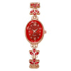 Popular Clover Women's Fashion Quartz Watch With Alloy Case Imitation Leather Strap And Organic Glass Mirror In Barrel Shape