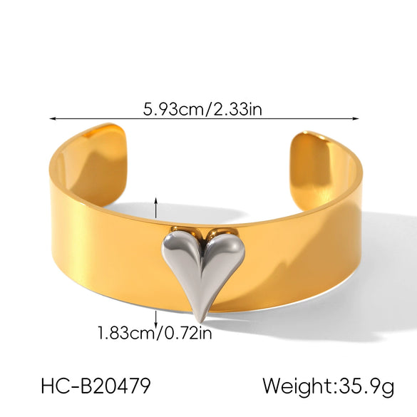 Popular Colorblocked Electroplated Stainless Steel Heartshaped Bracelet For Women