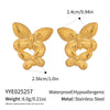 Popular Elegant Butterfly Animal Zodiac Style Stainless Steel Earrings And Ring Jewelry With Electroplating 18K Real Gold