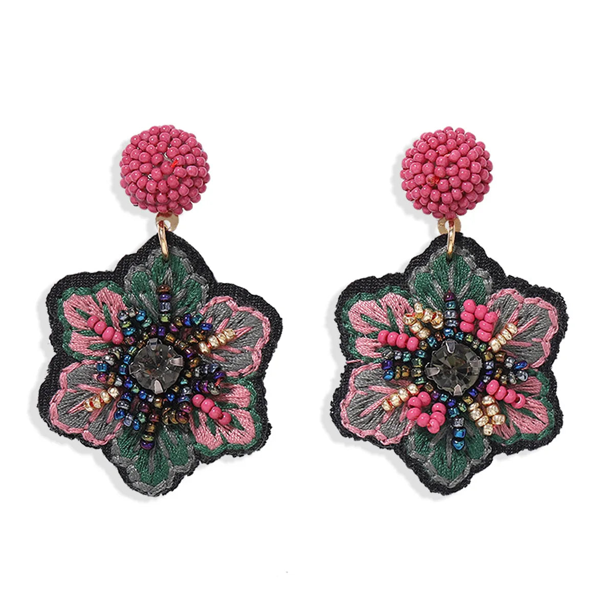 Retro Flower Cloth No Inlaid Earrings