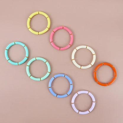 Popular Fashion Colorful Acrylic Color Stretch Resin Beads Cuff Bracelets