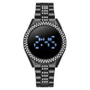 Popular Fashion Diamondencrusted Digital Watch With Metal Case And Strap Round Dial Mineral Reinforced Glass Mirror
