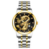 Popular Fashion Men's Watch Metal Band Nonmechanical Business Waterproof Square Diamond Chinese Dragon Design