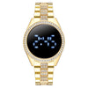 Popular Fashion Metal Women's Diamondencrusted Watch With Round Dial And Digital Display