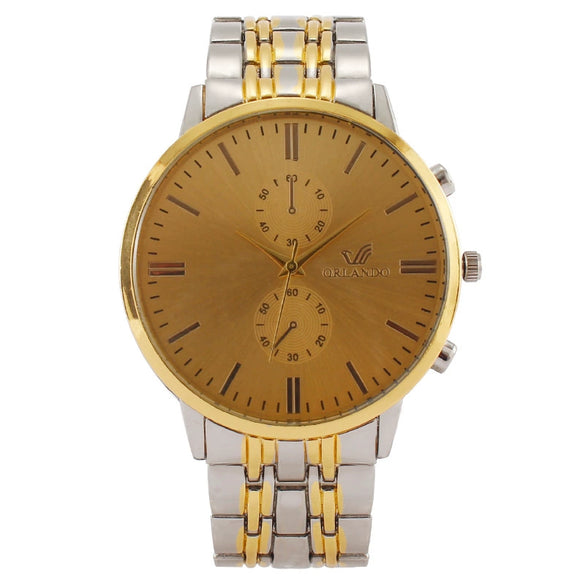 Popular Fashion Simple Men's Metal Quartz Watch With Mineral Strengthened Glass Mirror And Stainless Steel Clasp