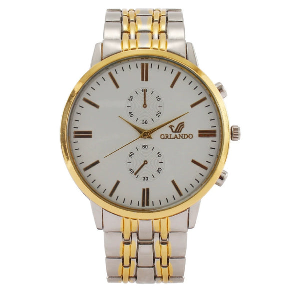 Popular Fashion Simple Men's Metal Quartz Watch With Mineral Strengthened Glass Mirror And Stainless Steel Clasp