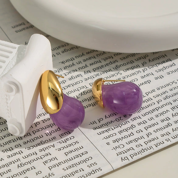Popular Fashion Water Drop Earrings For Women Stainless Steel With Electroplating Light Luxury Minimalist Style