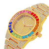 Popular Fashion Women's Alloy Watch With Square Dial And Mineral Strengthened Mirror Full Of Colored Diamonds