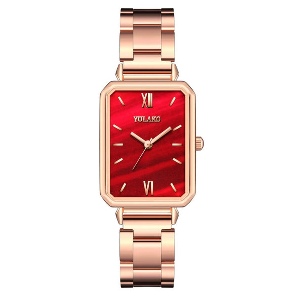 Popular Fashion Women's Square Metal Band Quartz Watch
