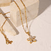 Popular Flower Necklace 18K Gold Plated Stainless Steel Five Petal Flower Pendant For Women With Geometric Styling And Electroplating