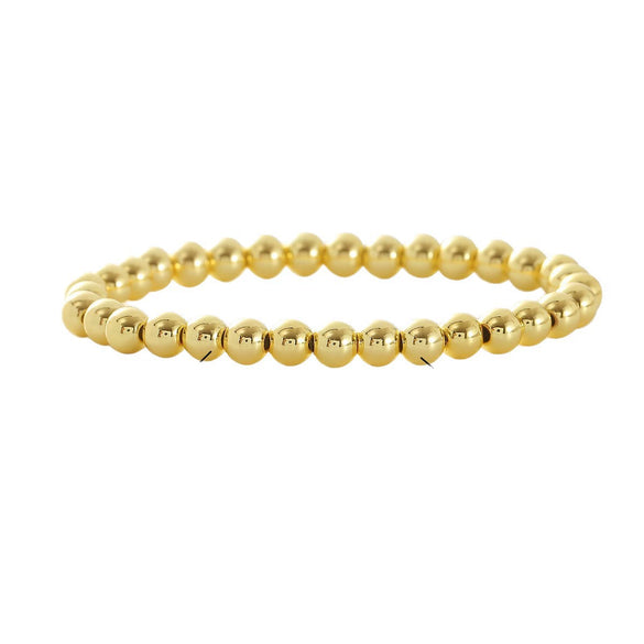 Popular Goldplated Copper Round Bead Stackable Unisex Elastic Bracelet With Geometric Design