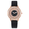 Popular Gypsophila Diamond Fashion Women's Alloy And Imitation Leather Quartz Watch With Round Dial