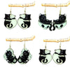 Popular Halloween Luminous Acrylic Earrings With Black And White Cat Design Doublesided Printing