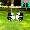 Popular Halloween Luminous Acrylic Earrings With Black And White Cat Design Doublesided Printing