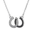 Popular Jewelry Double U Horseshoe Necklace In Black And White Diamond Design Alloy Material With Electroplating Treatment