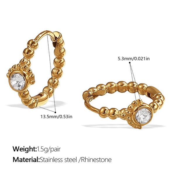 Popular Jewelry 316L Stainless Steel Electroplated 18K Gold Earrings Inlaid With Rhinestone