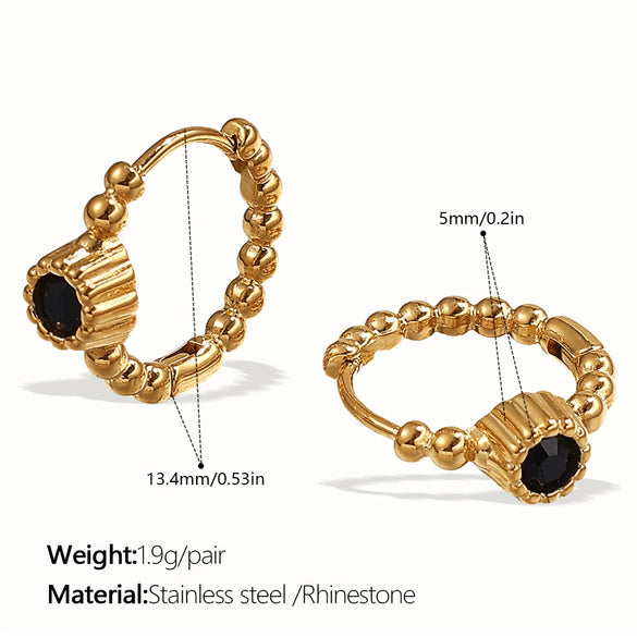 Popular Jewelry 316L Stainless Steel Electroplated 18K Gold Earrings Inlaid With Rhinestone