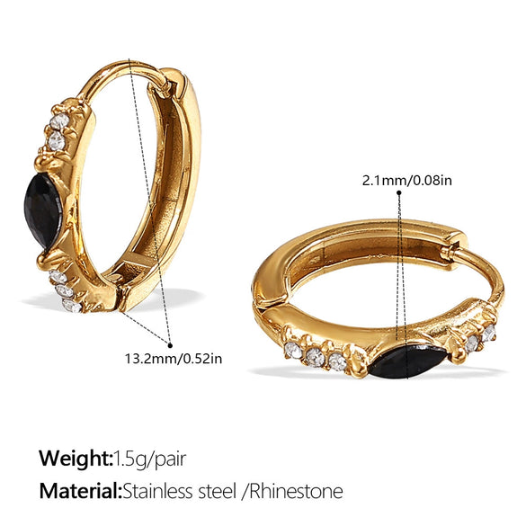 Popular Jewelry 316L Stainless Steel Electroplated 18K Gold Earrings Inlaid With Rhinestone