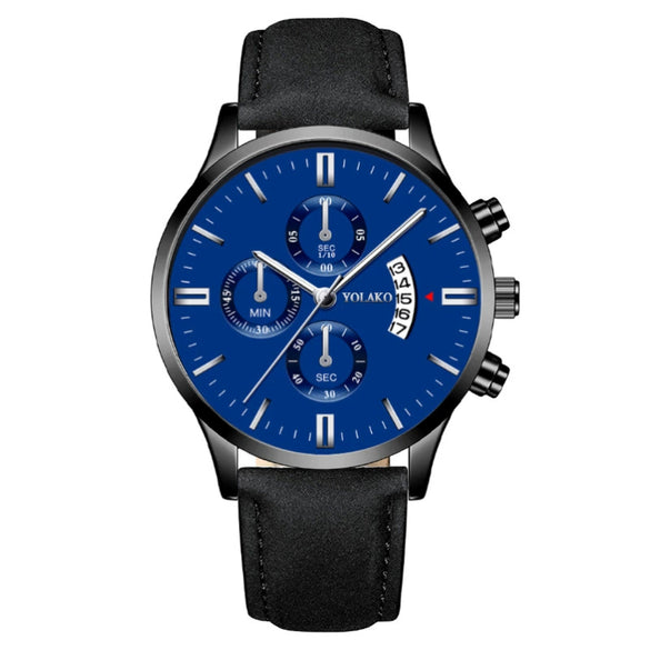 Popular Men's Watch Leather Belt Alloy Case Stainless Steel Buckle Round Dial Fashion Style