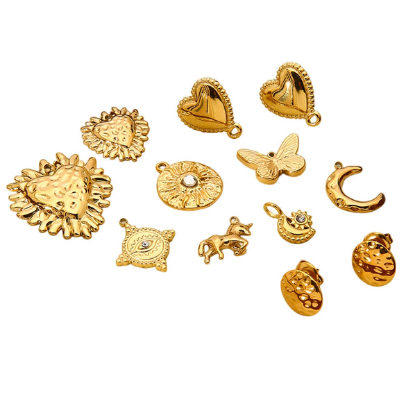 Popular Minimalist Ins Style Electroplated Star Moon Heart Butterfly Stainless Steel Pendant Earring Accessories
