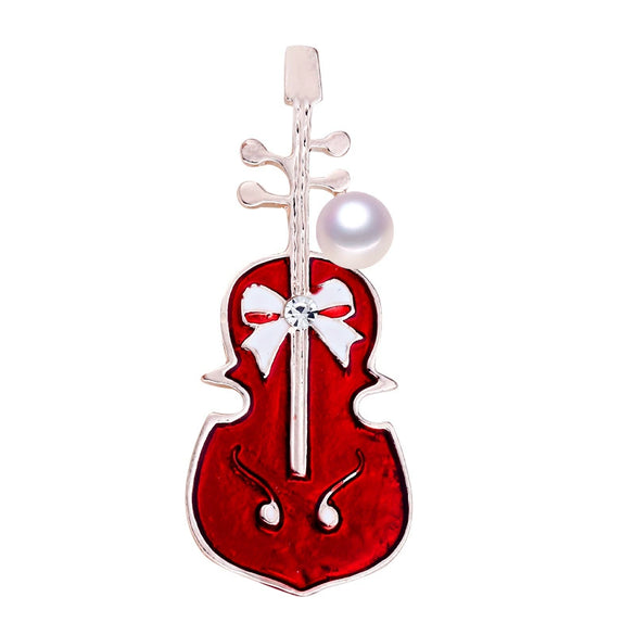 Popular Natural Freshwater Pearl Alloy Brooch Electroplating Fashion Violin Clothing Accessories For Women