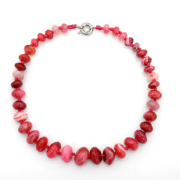 Popular Natural Stone Agate Necklace Hand Knotted Cut Angle Abacus Beach Holiday Stone Crystal Tower Chain