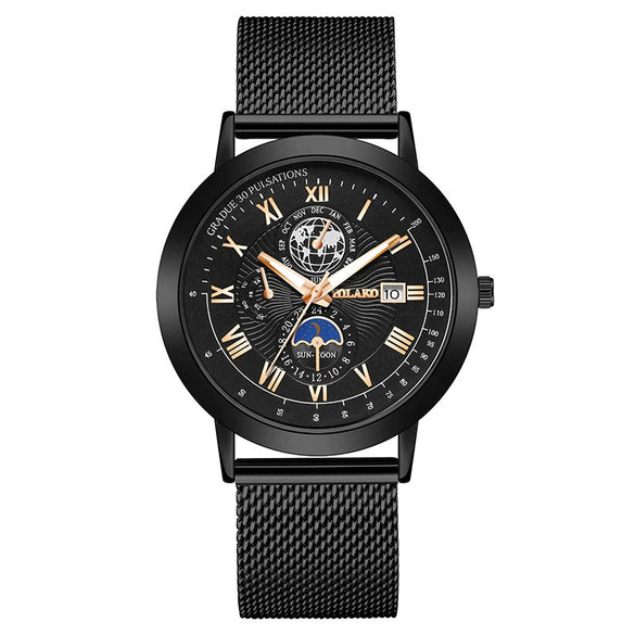 Popular New Fashion Men's Watch Stainless Steel Belt Round Dial Business Style