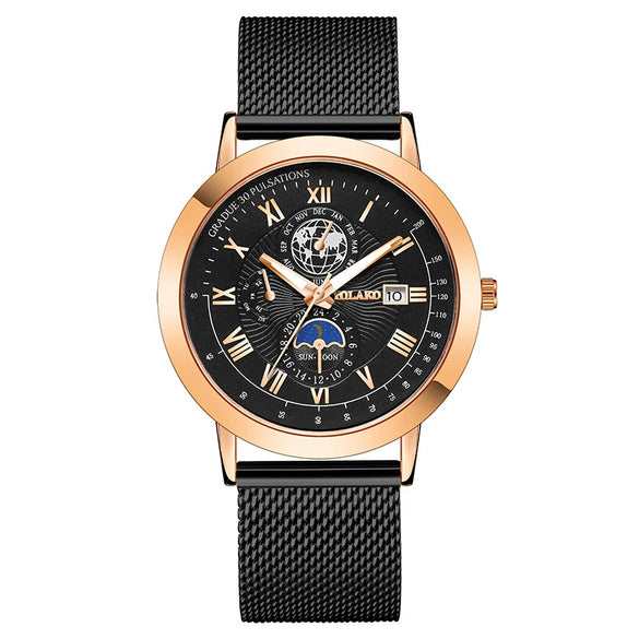 Popular New Fashion Men's Watch Stainless Steel Belt Round Dial Business Style