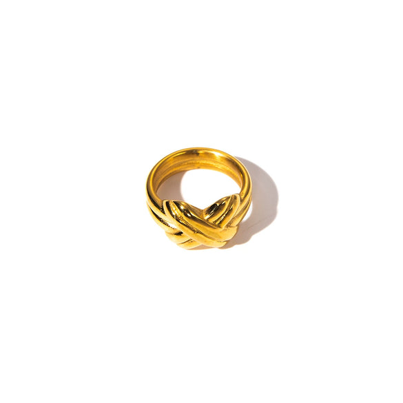 Popular Niche Ring Stainless Steel Xshaped Cross Tie Bow Electroplating Style Unisex