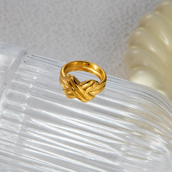 Popular Niche Ring Stainless Steel Xshaped Cross Tie Bow Electroplating Style Unisex