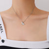 Popular Simple Allmatch Fishtail Imitation Pearl Pendant Titanium Steel Choker Necklace With Electroplating