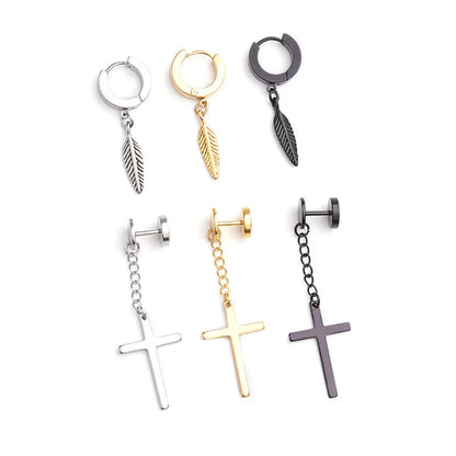 Simple Style Cross Plating Stainless Steel Earrings