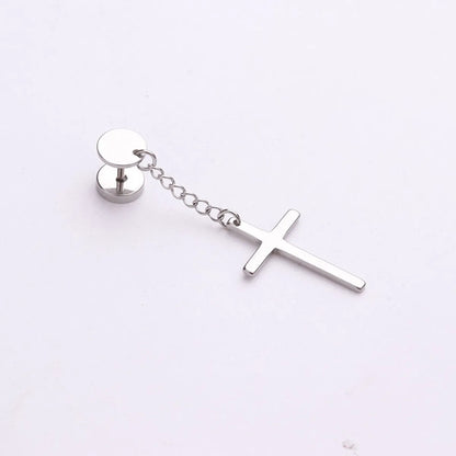 Simple Style Cross Plating Stainless Steel Earrings